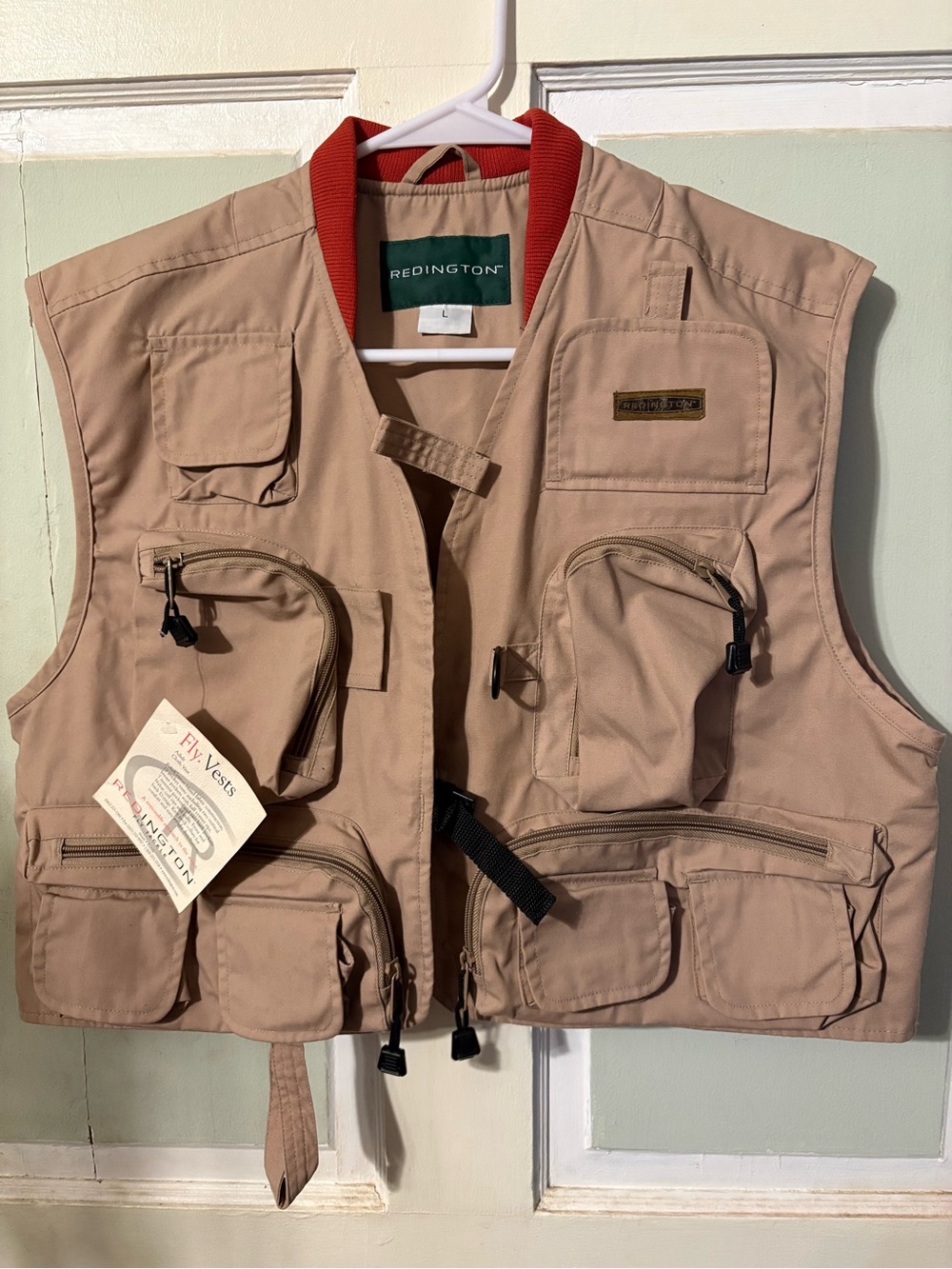 Redington Men's Tan Fly Fishing Vest - Tan with Red Trim